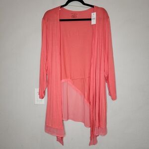 NWT Lane Bryant Coral Pink Open Front Lightweight Jersey Cardigan 22/24 3X